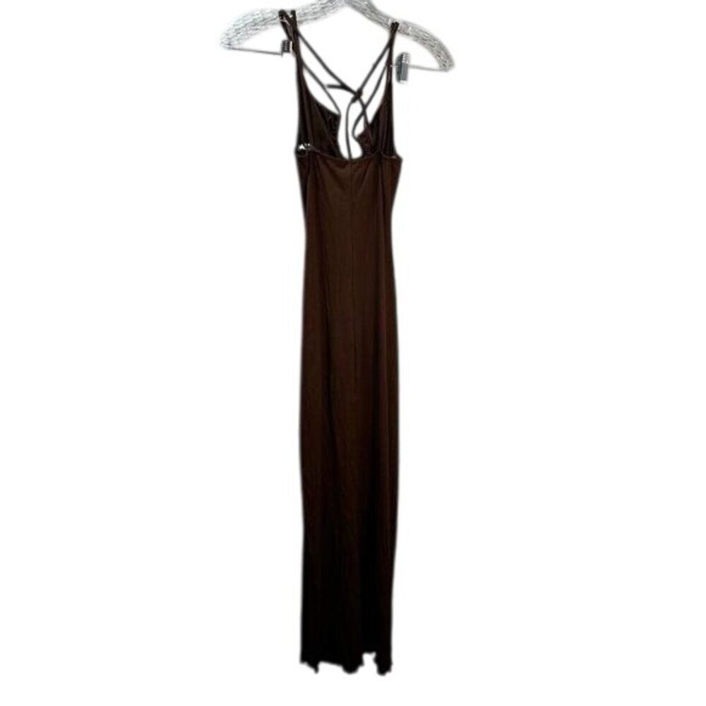 7Day Wknd Lace‎ Up Midi Dress Knit Strappy Small